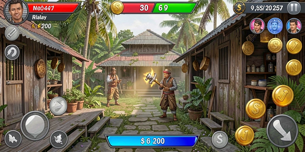 Screenshot 1 menunjukkan tampilan utama permainan yang menarik.